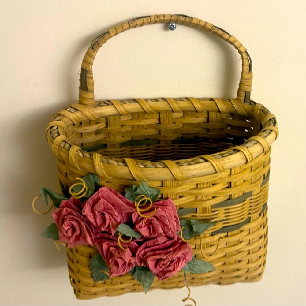 Adorable Cottagecore Wall Basket with Flowers